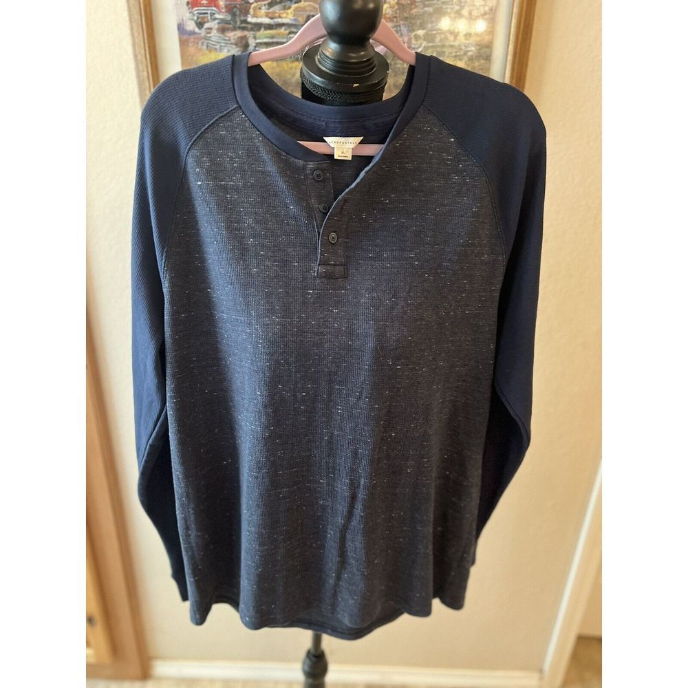 Aeropostale Henley‎ Shirt XL Adult Mens Blue Thermal Long Sleeve Casual (42)